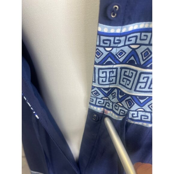 STS Sail to Sable Silk Blend Scallop Hem Long Sleeve Navy Blue Shirt Dress SM - Picture 8 of 11